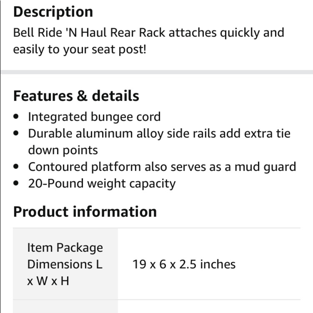 Bell Ride 'N Haul Rear Rack - Picture 2 of 4